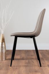 FurnitureboxUK Selina Round Glass Chrome Leg Dining Table & 2 Corona Black Leg Chairs in Beige - Size: 2 Person - thumbnail 5