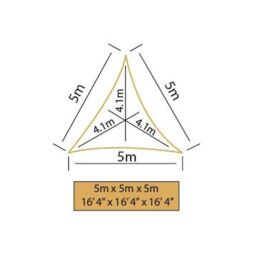 Primrose 5m Triangle Waterproof Patio Sun Shade Canopy 98% UV Block Free Rope in Dark Grey - thumbnail 5
