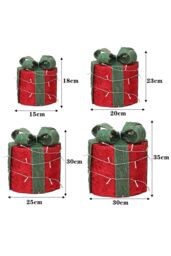Living and Home 4Pcs Round Christmas Gift Boxes with LED Light Bowknot Decor in Red - thumbnail 6