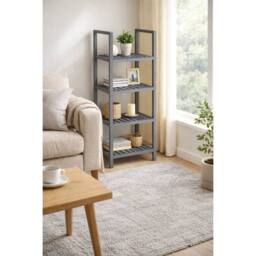 EONLION 4 Tier Wooden Bathroom Storage Shelving in Grey - thumbnail 1