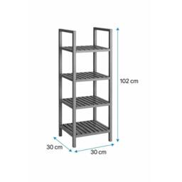 EONLION 4 Tier Wooden Bathroom Storage Shelving in Grey - thumbnail 2