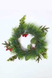 Homescapes Artificial Winter Woodland & Eucalyptus Wreath in Green - thumbnail 4