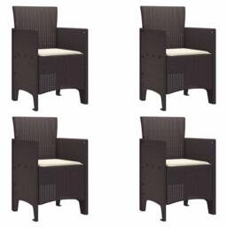Berkfield Home 5 Piece Garden Dining Set with Cushions Brown Poly Rattan - thumbnail 5