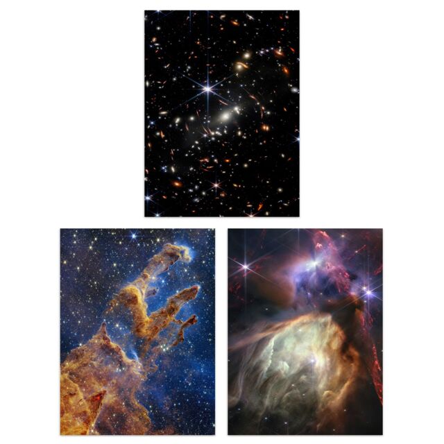Artery8 Wall Art Print Pack of 3 NASA James Webb Images Deep Field Stars Rho Ophiuchi Clouds Pillars of Creation Large Poster Set - image 1