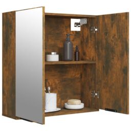 Berkfield Home Bathroom Mirror Cabinet Smoked Oak 64x20x67 cm in Brown - Size: 64 x 20 x 67 cm - thumbnail 5