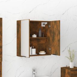 Berkfield Home Bathroom Mirror Cabinet Smoked Oak 64x20x67 cm in Brown - Size: 64 x 20 x 67 cm - thumbnail 4