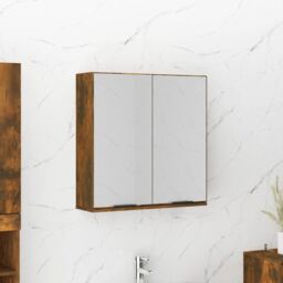 Berkfield Home Bathroom Mirror Cabinet Smoked Oak 64x20x67 cm in Brown - Size: 64 x 20 x 67 cm