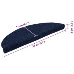 Berkfield Home Self-adhesive Stair Mats 15 pcs Navy 56x17x3 cm Needle Punch - Size: Medium - thumbnail 8