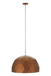 Orsina Large White Steel Dome Pendant Light, Hanging Light With Clean White Finish, Iron Shade With White Cord in Gold