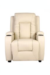 More4Homes Oscar Pushback Recliner Bonded Leather w Cupholders Chair in Cream - thumbnail 3