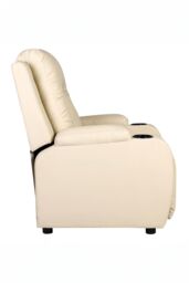 More4Homes Oscar Pushback Recliner Bonded Leather w Cupholders Chair in Cream - thumbnail 5
