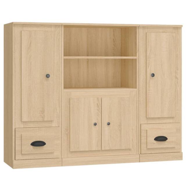 Berkfield Home Highboards 3 pcs Sonoma Oak Engineered Wood in Light Tan - image 1
