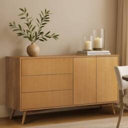 Teamson Home Tremolo Wooden Sideboard 3 Drawers 2 Doors in Natural - thumbnail 3