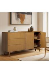 Teamson Home Tremolo Wooden Sideboard 3 Drawers 2 Doors in Natural - thumbnail 4