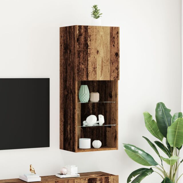 Berkfield Home TV Cabinet with LED Lights Old Wood 40, 5x30x102 cm in Brown - Size: 5 x 30 x 102 cm - image 1