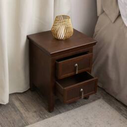 Melody Maison Dark Wood Reeded 2 Drawer Bedside Table - Georgian Range in Dark Brown - thumbnail 5
