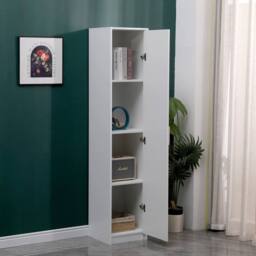FLAVORA White Locking Filing Cabinet 180cm 1 Door 3 Shelf - Size: 0.6m2 - thumbnail 5