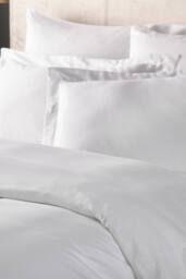 Vision Essentials Satin Stripe 50/50 Polycotton Duvet Cover 180 Thread Count (Duvet Cover Only) in White - Size: Double - thumbnail 1