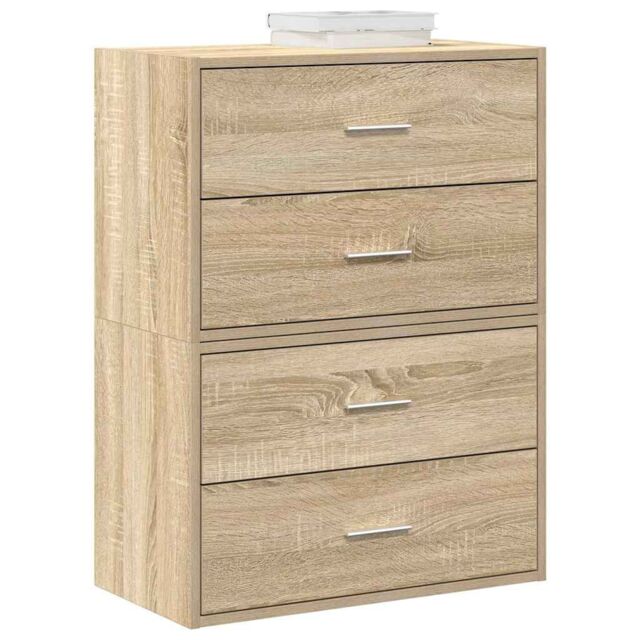 Berkfield Home Cabinets with 2 Drawers 2 pcs Sonoma Oak 60x31x40 cm Engineered Wood in Brown - Size: 60 x 31 x 40 cm - image 1