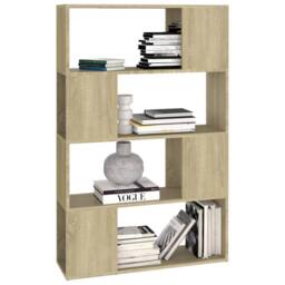 Berkfield Home Classic Book Cabinet Room Divider Sonoma Oak 80x24x124.5 cm Engin in Light Brown - thumbnail 4