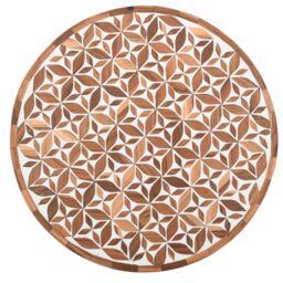 IH Design Inlay Acacia Wood Floral Side Table in Brown - thumbnail 4