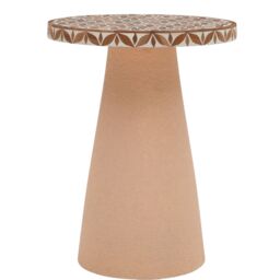 IH Design Inlay Acacia Wood Floral Side Table in Brown - thumbnail 3