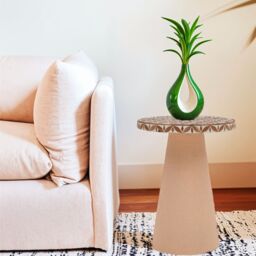 IH Design Inlay Acacia Wood Floral Side Table in Brown - thumbnail 6