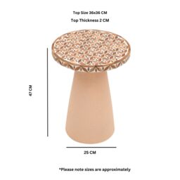IH Design Inlay Acacia Wood Floral Side Table in Brown - thumbnail 7