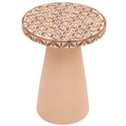 IH Design Inlay Acacia Wood Floral Side Table in Brown - thumbnail 2
