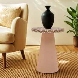 IH Design Inlay Acacia Wood Floral Side Table in Brown - thumbnail 8