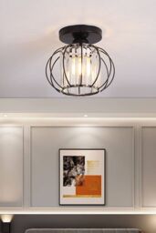 Living and Home Metal Lantern Shape Pendant Light in Black - thumbnail 2