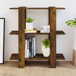 Berkfield Home Book Cabinet/Room Divider Smoked Oak 80x30x87cm in Brown - Size: 80 x 30 x 87 cm - thumbnail 3