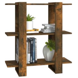 Berkfield Home Book Cabinet/Room Divider Smoked Oak 80x30x87cm in Brown - Size: 80 x 30 x 87 cm - thumbnail 4