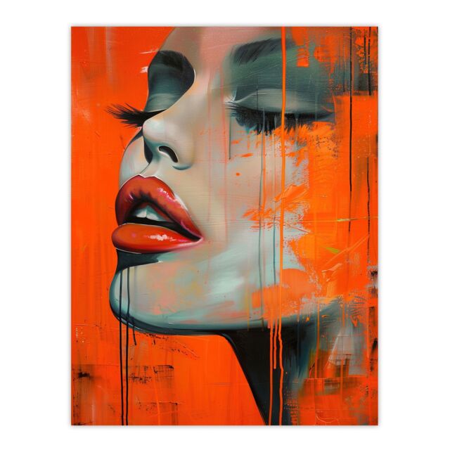 "Artery8 Blood Orange Desire Summer Makeup Model Portrait Wall Art Print - Size: W24"" x H32""" - image 1