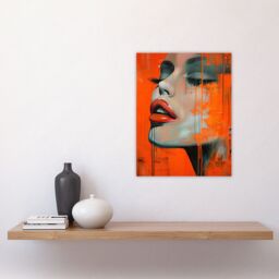 "Artery8 Blood Orange Desire Summer Makeup Model Portrait Wall Art Print - Size: W24"" x H32""" - thumbnail 4