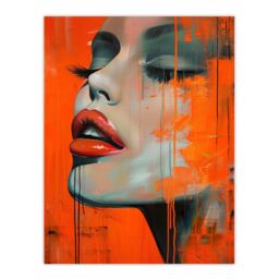 "Artery8 Blood Orange Desire Summer Makeup Model Portrait Wall Art Print - Size: W24"" x H32""" - thumbnail 1