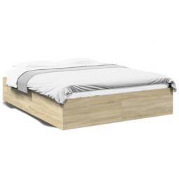 Berkfield Home Bed Frame without Mattress Sonoma Oak 150x200 cm King Size in Light Tan - thumbnail 1