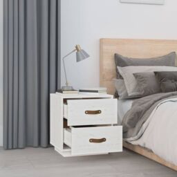 Berkfield Home Bedside Cabinet White 40x34x45 cm Solid Wood Pine - Size: 40 x 34 x 45 cm - thumbnail 3