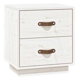 Berkfield Home Bedside Cabinet White 40x34x45 cm Solid Wood Pine - Size: 40 x 34 x 45 cm - thumbnail 2
