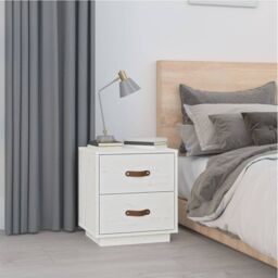 Berkfield Home Bedside Cabinet White 40x34x45 cm Solid Wood Pine - Size: 40 x 34 x 45 cm - thumbnail 1