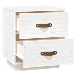 Berkfield Home Bedside Cabinet White 40x34x45 cm Solid Wood Pine - Size: 40 x 34 x 45 cm - thumbnail 6