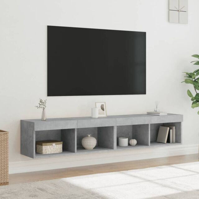 Berkfield Home TV Cabinets with LED Lights 2 pcs Concrete Grey 80x30x30 cm - Size: 80 x 30 x 30 cm - image 1