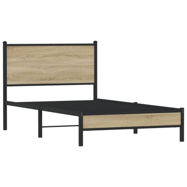 Berkfield Home Metal Bed Frame without Mattress Sonoma Oak 100x200 cm in Light Tan - image 1