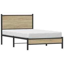 Berkfield Home Metal Bed Frame without Mattress Sonoma Oak 100x200 cm in Light Tan - thumbnail 4