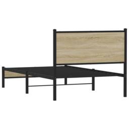 Berkfield Home Metal Bed Frame without Mattress Sonoma Oak 100x200 cm in Light Tan - thumbnail 7