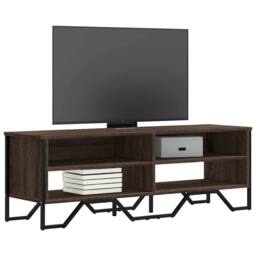 Berkfield Home TV Cabinet Brown Oak 122x34x41 cm Engineered Wood - Size: 122 x 34 x 41 cm - thumbnail 2