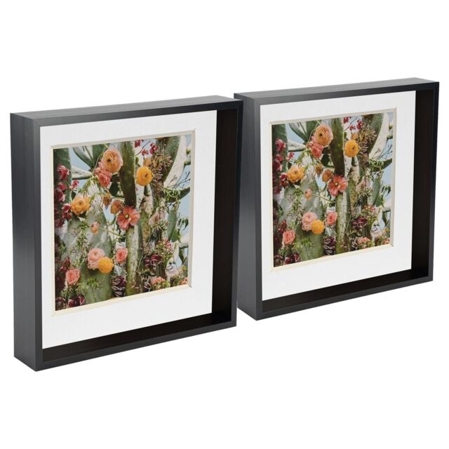 "Nicola Spring 3D Deep Box Photo Frames - 10 x 10"" with 8 x 8"" Mount - White Mount - Pack of 2 in Black" - image 1