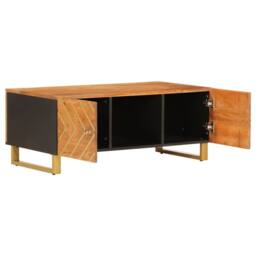 Berkfield Home Coffee Table Brown & Black 100x54x40 cm Solid Wood Mango - Size: 100 x 54 x 40 cm - thumbnail 3