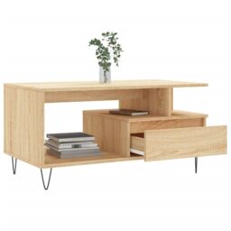 Berkfield Home Coffee Table Sonoma Oak 90x49x45 cm Engineered Wood in Brown - Size: 90 x 49 x 45 cm - thumbnail 4