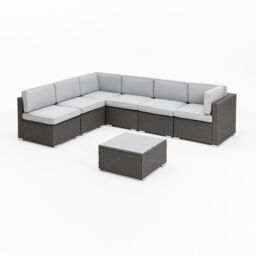 Home Detail Pisa Grey Modular Rattan Garden Sofa Set with Grey Cushions - thumbnail 3